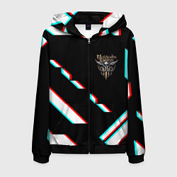 Толстовка 3D на молнии мужская Baldurs Gate geometry glitch, цвет: 3D-черный