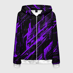 Толстовка 3D на молнии мужская Purple stripes on a black background, цвет: 3D-белый