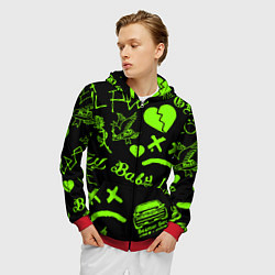 Толстовка 3D на молнии мужская Lil Peep кислота, цвет: 3D-красный — фото 2