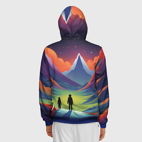 Мужская толстовка на молнии Фантастический красочный пейзаж / 3D-Синий – фото 4