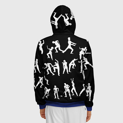 Мужская толстовка на молнии Silhouettes of moving people / 3D-Синий – фото 4