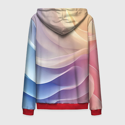 Мужская толстовка на молнии Текстура с градиентом волны / 3D-Красный – фото 2