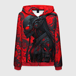 Толстовка 3D на молнии мужская Девушка в стиле киберпанк, цвет: 3D-красный