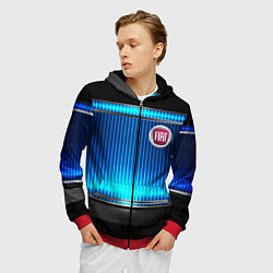 Толстовка 3D на молнии мужская FIAT текстура авто, цвет: 3D-красный — фото 2