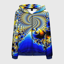 Толстовка 3D на молнии мужская Фрактальный психоделики узор, цвет: 3D-синий