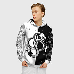 Толстовка 3D на молнии мужская Инь янь - змеи, цвет: 3D-белый — фото 2