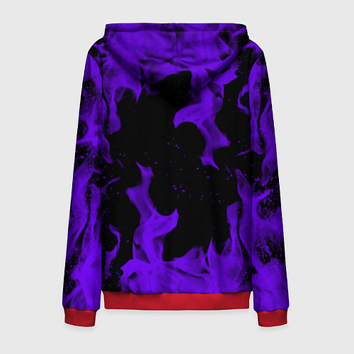 Мужская толстовка на молнии Неоновый фиолетовый огонь / 3D-Красный – фото 2