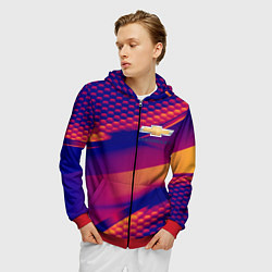 Толстовка 3D на молнии мужская Chevrolet текстура, цвет: 3D-красный — фото 2