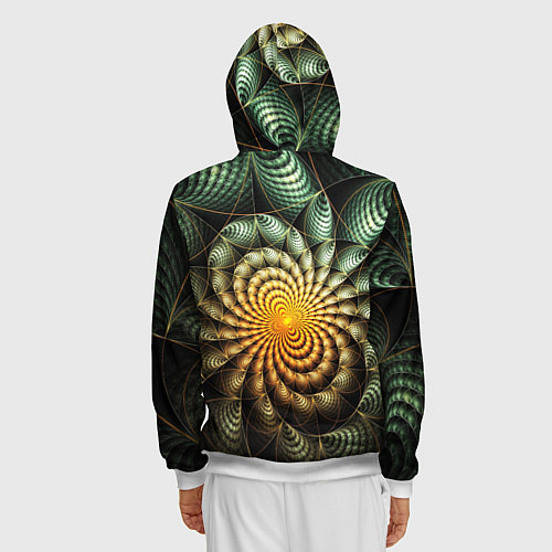 Мужская толстовка на молнии Оптический узор фракталы / 3D-Белый – фото 4