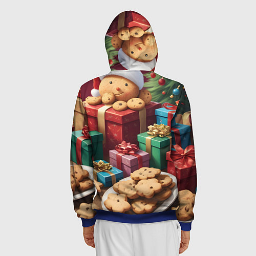 Мужская толстовка на молнии Рождественское печенье / 3D-Синий – фото 4