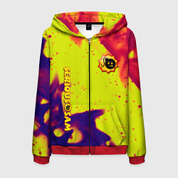 Толстовка 3D на молнии мужская Serious Sam flame yellow, цвет: 3D-красный
