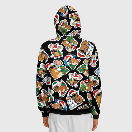 Мужская толстовка на молнии Новогодняя капибара с ёлкой / 3D-Черный – фото 4
