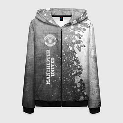 Толстовка 3D на молнии мужская Manchester United - grey gradient по-вертикали, цвет: 3D-черный