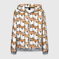 Толстовка 3D на молнии мужская Узор сиба ину, цвет: 3D-меланж