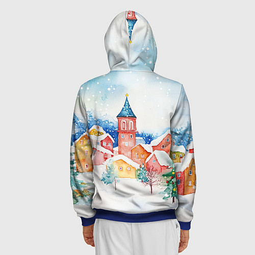 Мужская толстовка на молнии Новогодний сказочный город / 3D-Синий – фото 4