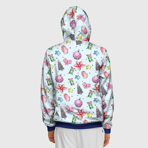 Мужская толстовка на молнии Новогодний фон / 3D-Синий – фото 4