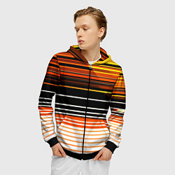 Толстовка 3D на молнии мужская Разноцветные вертикальные линии, цвет: 3D-черный — фото 2