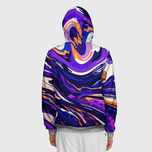 Мужская толстовка на молнии Разноцветная абстракция разводов / 3D-Меланж – фото 4