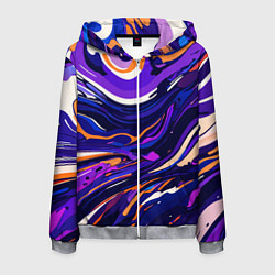 Толстовка 3D на молнии мужская Разноцветная абстракция разводов, цвет: 3D-меланж
