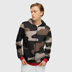 Толстовка 3D на молнии мужская Армейский камуфляж, цвет: 3D-красный — фото 2