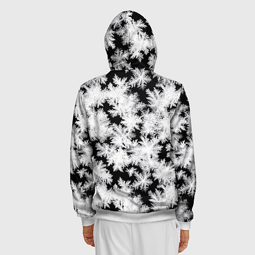 Мужская толстовка на молнии Снежинки на стекле / 3D-Белый – фото 4