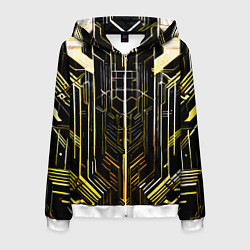 Толстовка 3D на молнии мужская Gold lines on a black background, цвет: 3D-белый