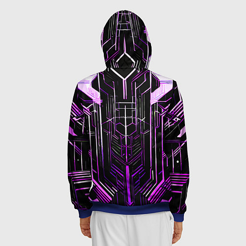 Мужская толстовка на молнии Purple lines on a black background / 3D-Синий – фото 4