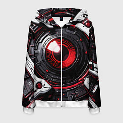 Толстовка 3D на молнии мужская Красная сфера киберпанк, цвет: 3D-белый