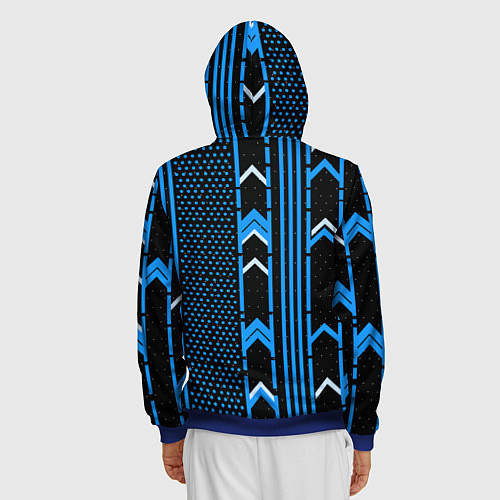 Мужская толстовка на молнии Синие обои на чёрном фоне / 3D-Синий – фото 4