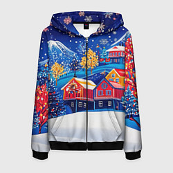 Мужская толстовка на молнии Новогодний городок в горах