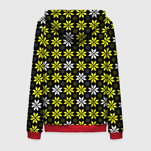 Мужская толстовка на молнии Жёлто-белые звёзды на чёрном фоне / 3D-Красный – фото 2
