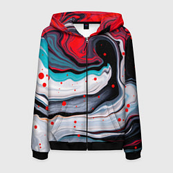 Толстовка 3D на молнии мужская Флюид арт абстракция, цвет: 3D-черный