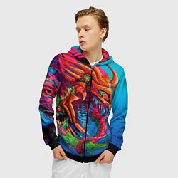 Толстовка 3D на молнии мужская Скоростной зверь монстр, цвет: 3D-черный — фото 2