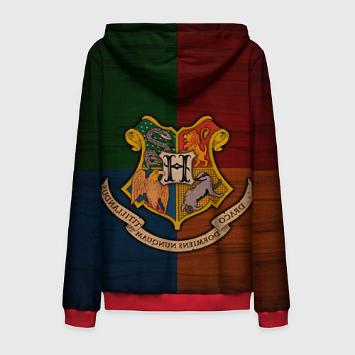 Мужская толстовка на молнии Hogwarts emblem / 3D-Красный – фото 2
