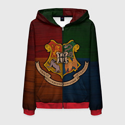 Толстовка 3D на молнии мужская Hogwarts emblem, цвет: 3D-красный