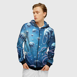 Толстовка 3D на молнии мужская Мир фантастических осьминогов, цвет: 3D-черный — фото 2