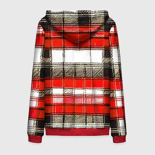 Мужская толстовка на молнии Чёрные полосы на красно-белом фоне / 3D-Красный – фото 2