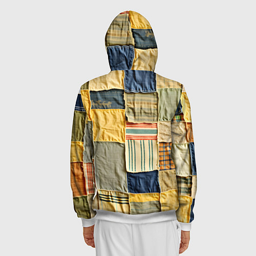 Мужская толстовка на молнии Пэчворк в желтых оттенках / 3D-Белый – фото 4