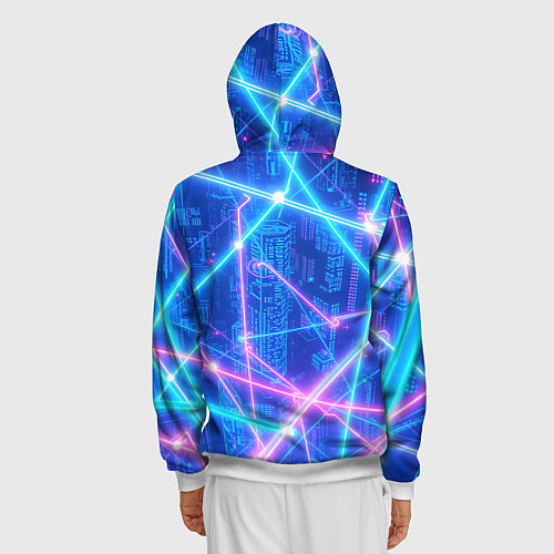 Мужская толстовка на молнии Неоновые провода / 3D-Белый – фото 4