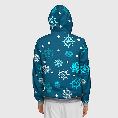Мужская толстовка на молнии Резные снежинки / 3D-Меланж – фото 4