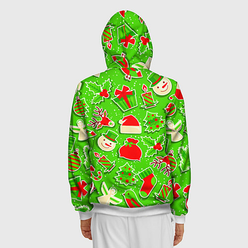 Мужская толстовка на молнии Новогоднее настроение паттерн / 3D-Белый – фото 4