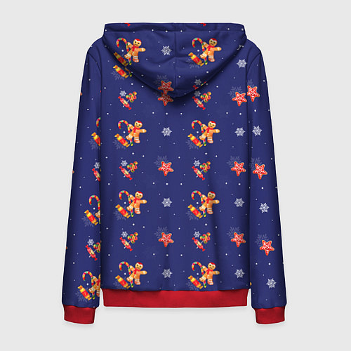 Мужская толстовка на молнии Сладости и снег / 3D-Красный – фото 2