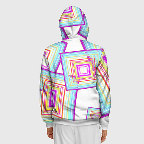 Мужская толстовка на молнии Абстрактные квадраты / 3D-Белый – фото 4