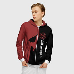 Толстовка 3D на молнии мужская Volkswagen и череп, цвет: 3D-белый — фото 2
