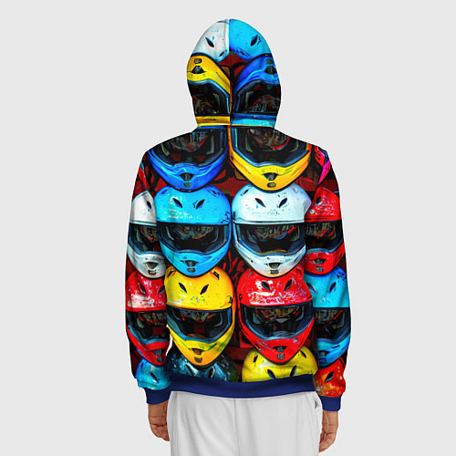 Мужская толстовка на молнии Шлемы BMX / 3D-Синий – фото 4