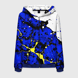 Толстовка 3D на молнии мужская Сине-жёлтая абстракция на белом фоне, цвет: 3D-синий