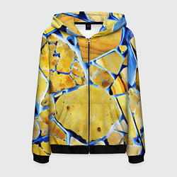Толстовка 3D на молнии мужская Жёлто-синяя абстракция, цвет: 3D-черный