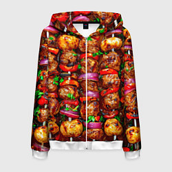 Толстовка 3D на молнии мужская Шашлычок, цвет: 3D-белый