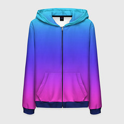 Толстовка 3D на молнии мужская Градиент закат сине-розовый, цвет: 3D-синий