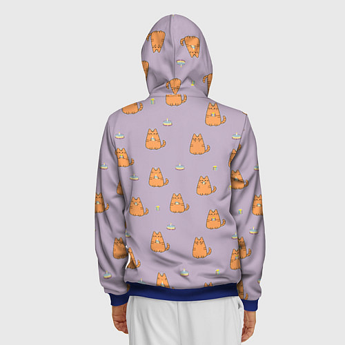 Мужская толстовка на молнии Праздничный кот Рыжинс / 3D-Синий – фото 4